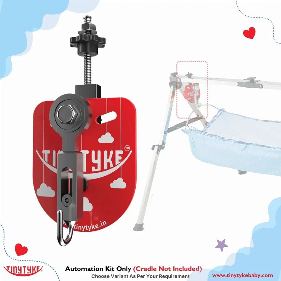 Automatic Baby Cradle Swing Kit for Traditional Jhula | Heavy-Duty Metal, Adjustable Speed, Shock-Proof – 20kg Load, Made in India Red (only Automation kit )(Cradle not Included)