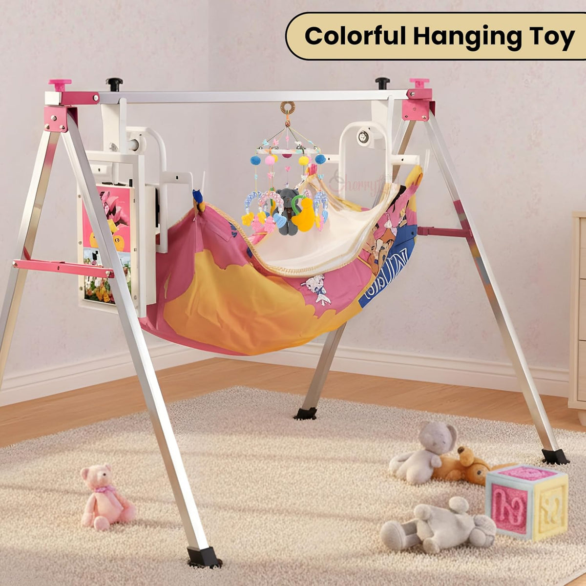 Baby Crib Musical Hanging Toy | Colorful Plush Bear & Butterfly Mobile for Newborns | Rotating Music Bell, Nursery Decor (Multicolor)