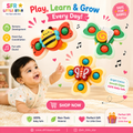 🤍 Tiny Twirls & Happy Smiles – Premium 3-Piece Baby Spinner Set