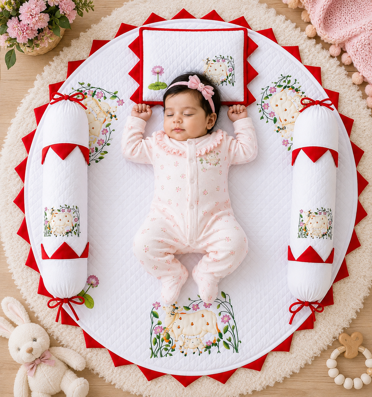 Premium Chhathi Godadi Set Baby Welcome Set for Newborn Baby (Complete Bedding Set)